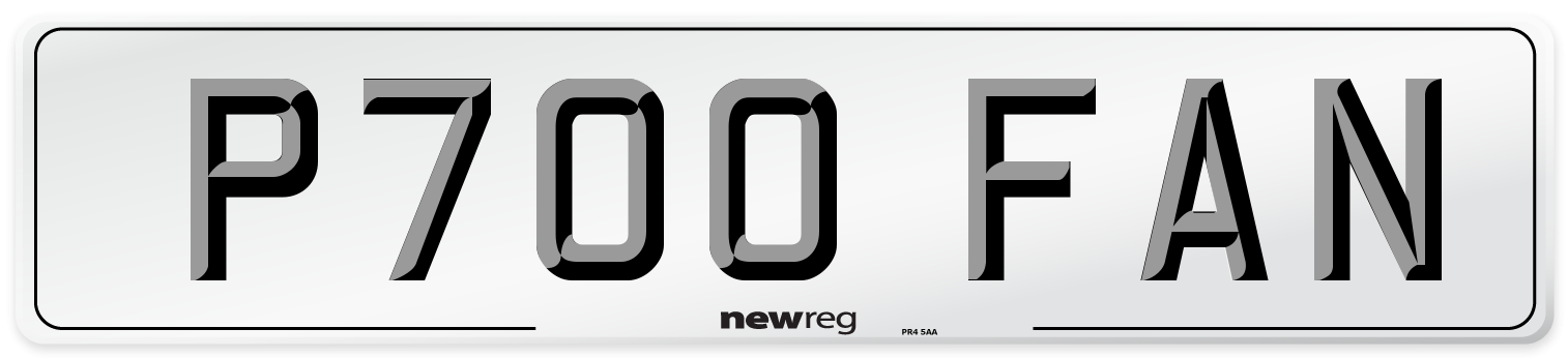 P700 FAN Number Plate from New Reg